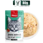 پوچ گربه بالغ ونپی طعم مرغ و میگو وزن 80 گرم Wanpy Pet Treats