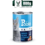 کنسرو گربه بالغ پابلو طعم مرغ و سالمون و کدو تنبل