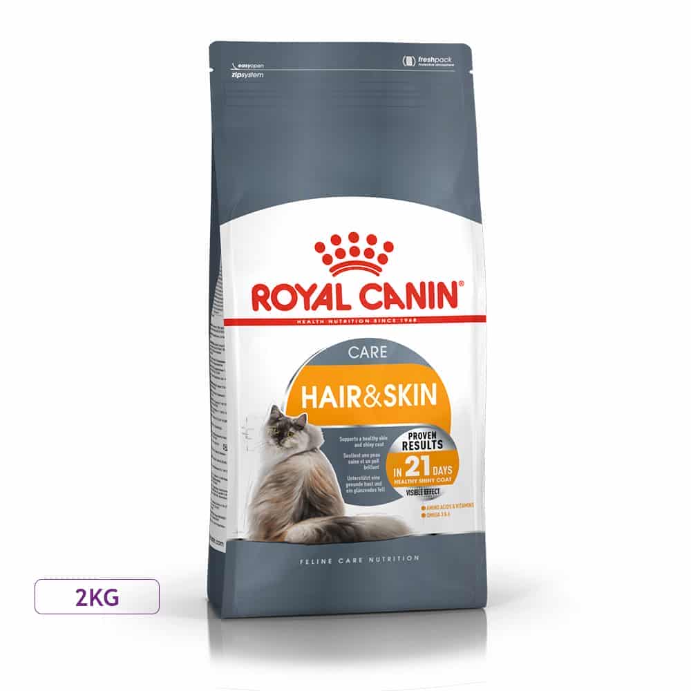 غذای خشک گربه رویال کنین مدل Hair & Skin مناسب تقویت پوست و مو